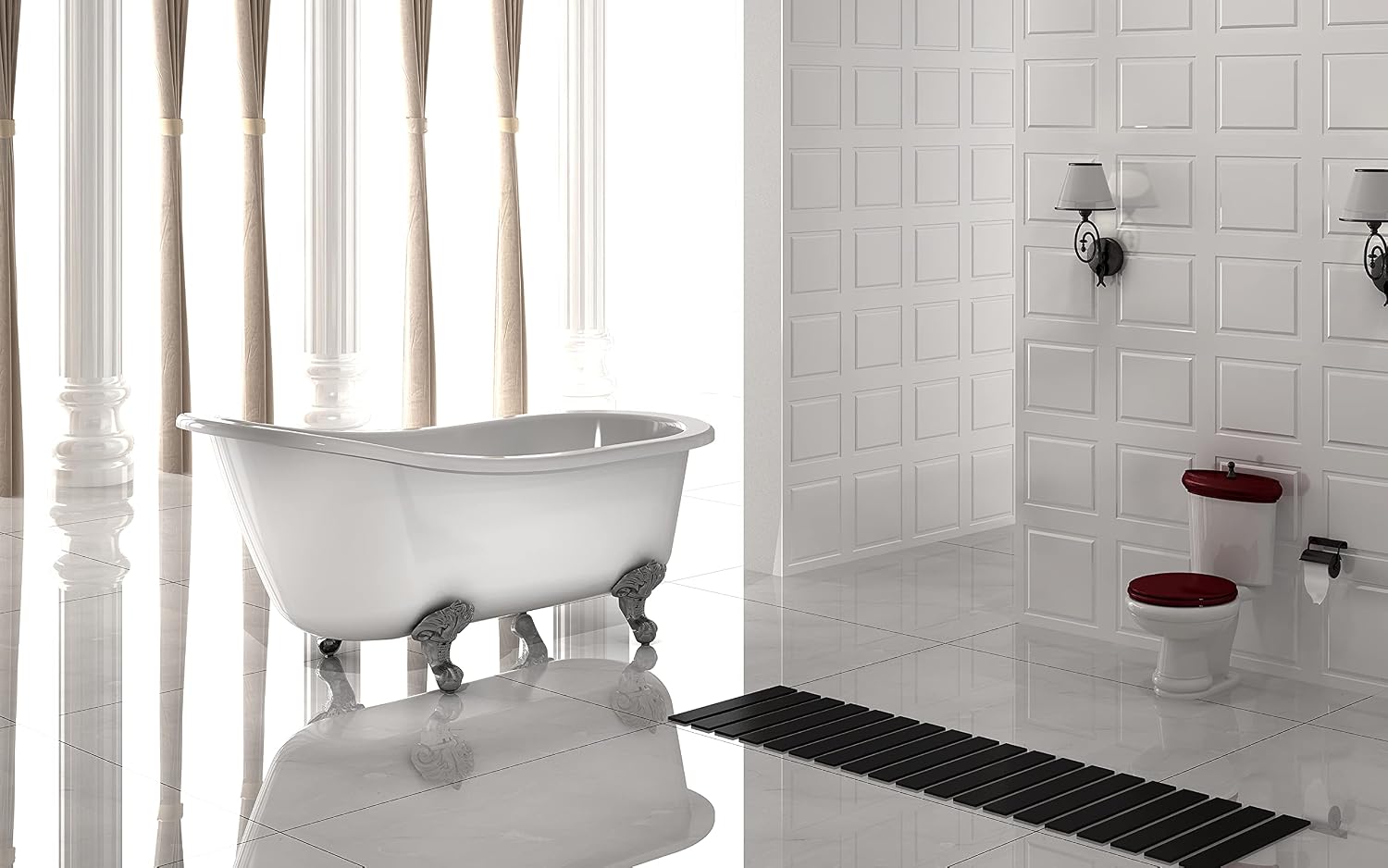 HEATGENE 55 Inches Acrylic Freestanding Bathtub Vintage Bathtub Contemporary Soaking Tub Easy to Install UPC Certified Drain & Overflow Assembly Included