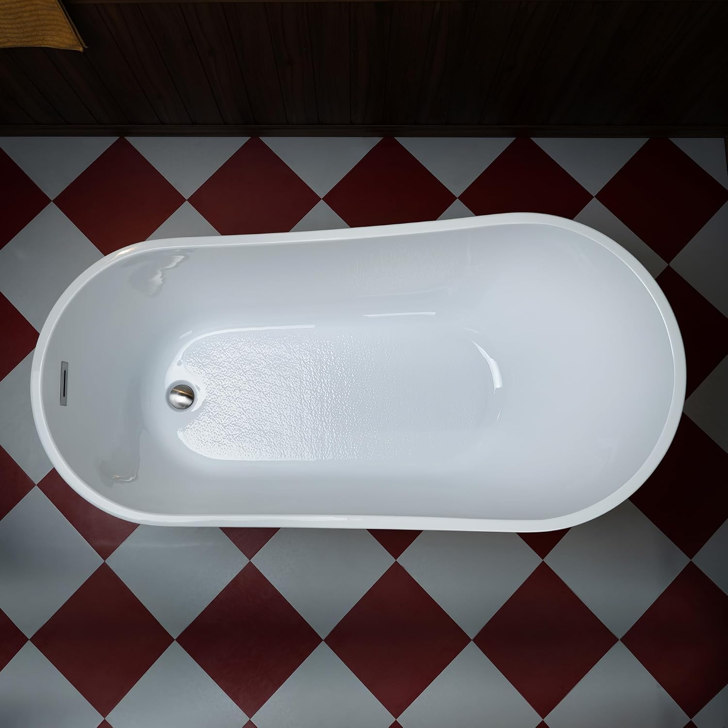 WOODBRIDGE 59' Acrylic Freestanding Bathtub Contemporary Soaking White Tub with Chrome Overflow and Drain,White