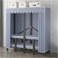Heavy Duty Portable Wardrobe Closet With Cover, Covered Clothing Coat Storage Organizer For Hanging Clothes, Garment Rack With Hanging Rods(Blue1,151cm/59.4inch)