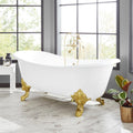 Signature Hardware 312541 Lena 72' Cast Iron Soaking Clawfoot Tub with Pre-Drilled Overflow Hole