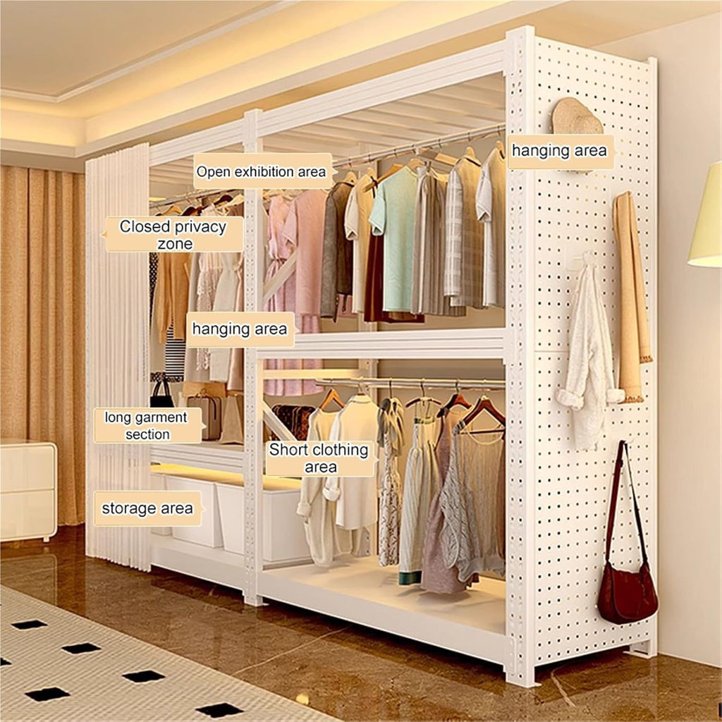 Foldable Portable Closets, Clothes Rack With Cover, Heavy Duty Portable Closet, Portable Closet Rack,Freestanding Coat Storage Armoire, For Bedrooms