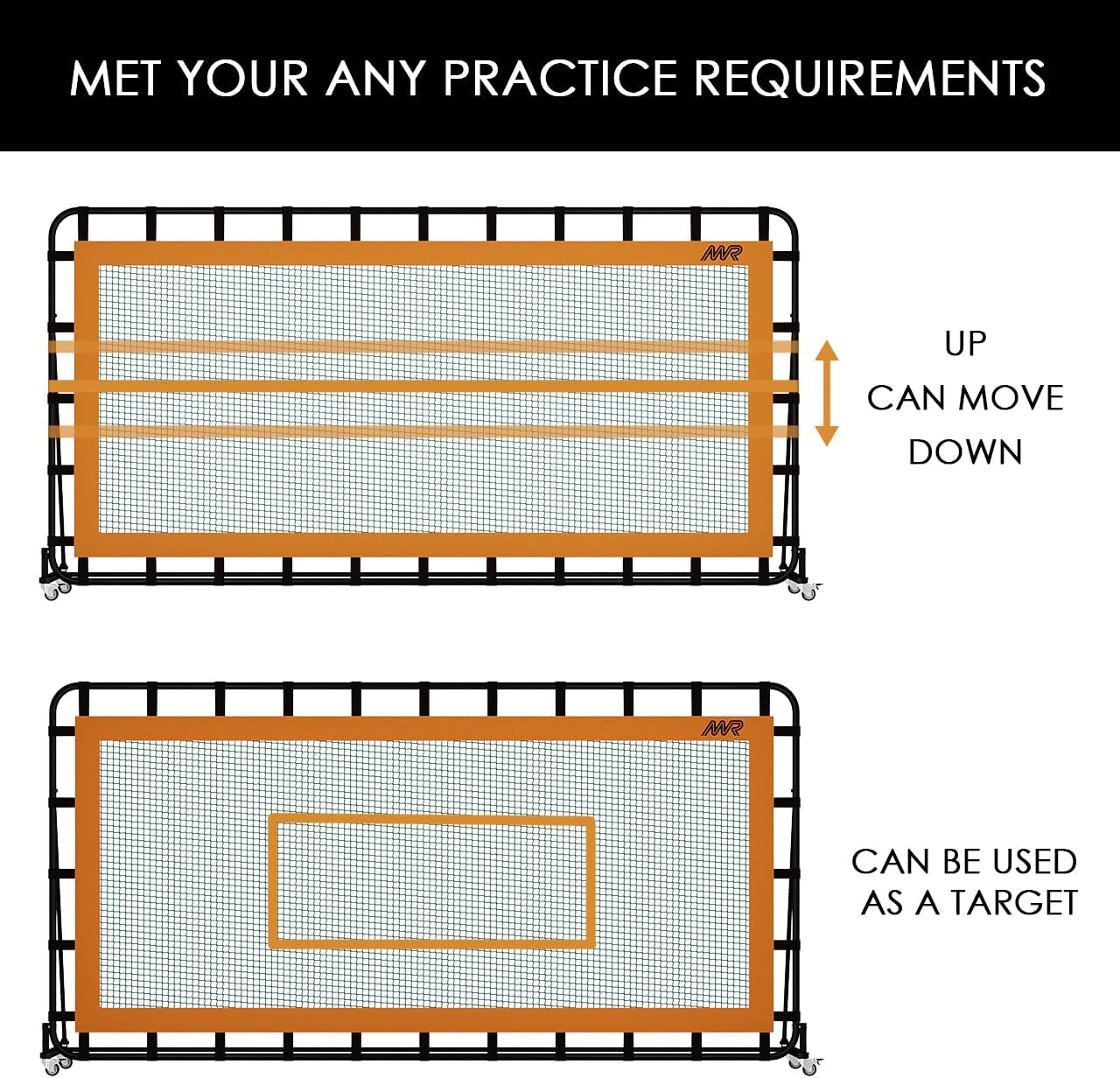 MR Tennis Rebounder 12'x6', Adjustable Tilt Angle Rebound Net, Multi-Sport Portable Bounce Back Net with Wheels, Rebound Wall for Tennis, Pickleball, Lacrosse, Hockey, Softball & Baseball Training