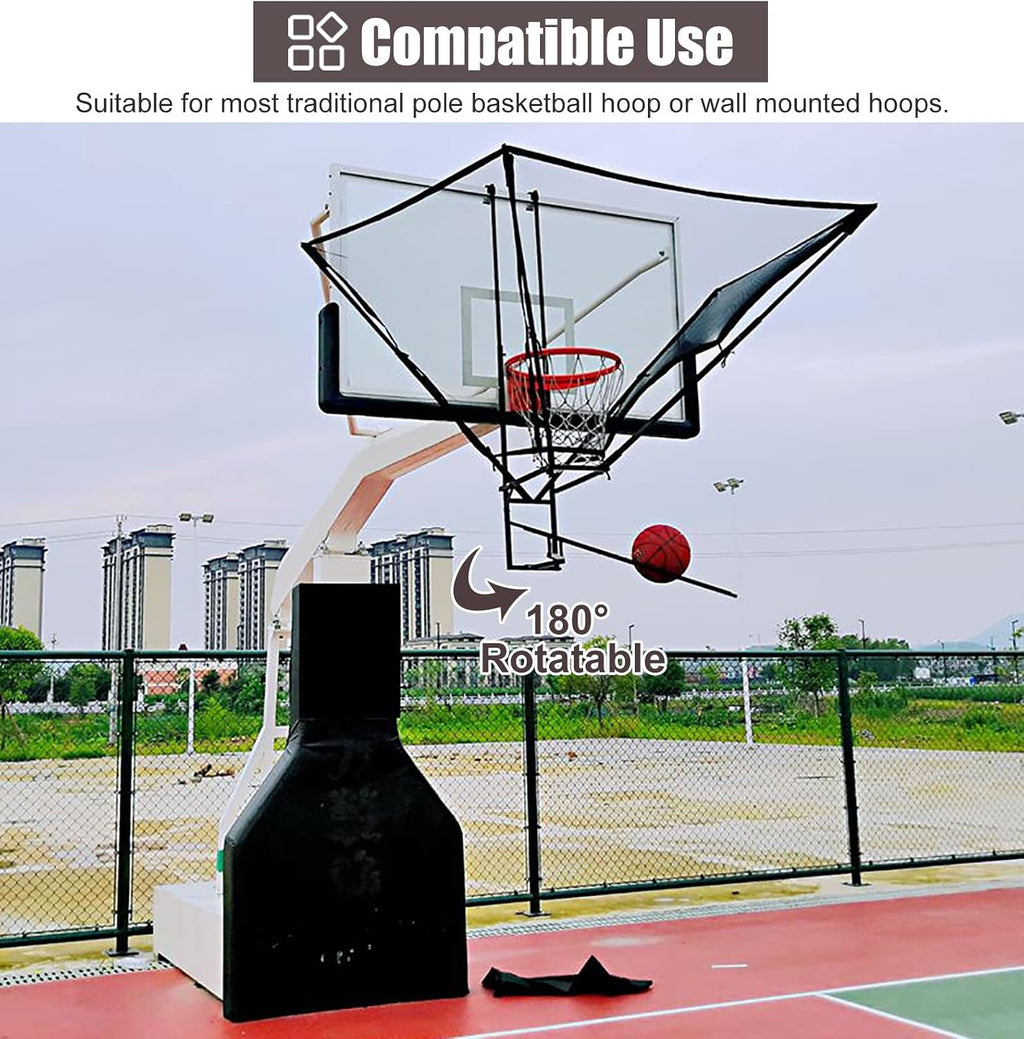 Basketball Shot Returner Hanging Basketball Return Attachment for Hoop, Metal Basketball Shot Returner Net