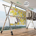 94in Drying Rack Clothing Foldable - Retractable Clothes Racks for Hanging Clothes - Stainless Steel Laundry Drying Rack with Wheels - Collapsible Garment Rack Free Installed