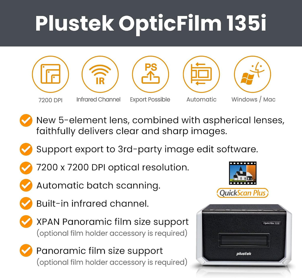 Plustek OpticFilm 135i + 35mm Film Strip Holder x2