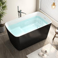 Zevemomo 49' Glossy White Acrylic Freestanding Soaking Tub w/Seat- Contemporary Design with Toe-Tap Drain & Brushed Nickel Overflow - 55 Gal, cUPC Certified
