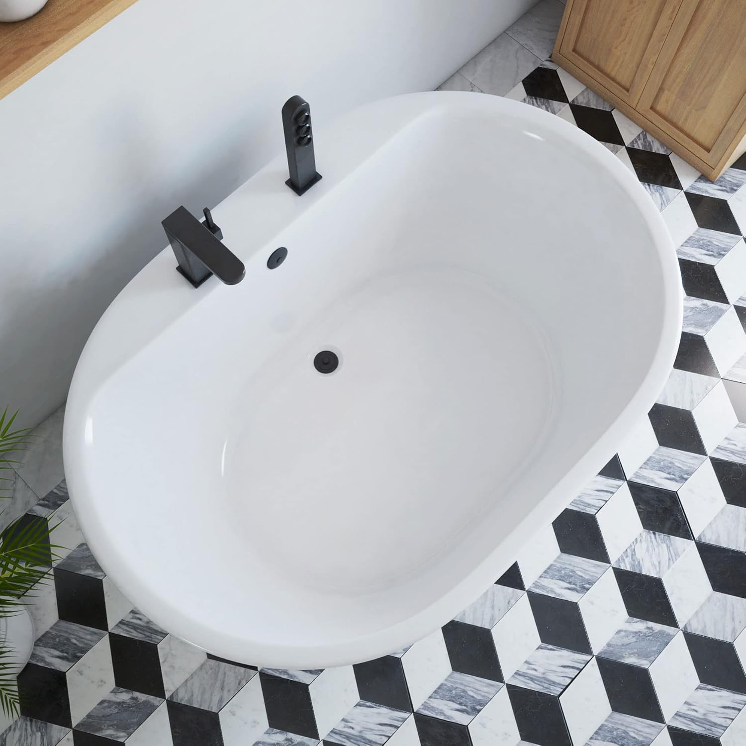 DreamLine Caribbean 60 inch L x 23 inch H White Acrylic Freestanding Bathtub