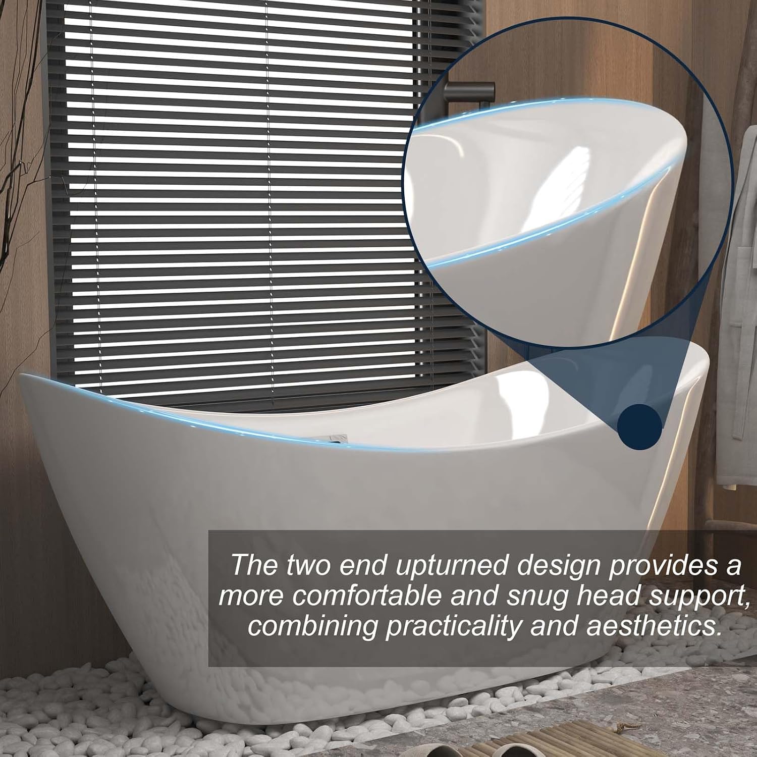 67' Acrylic Freestanding Bathtub White, Oval Shape Soaking Tub with Pop-up Chrome Drain, Free Standing Bathtubs CUPC Certified