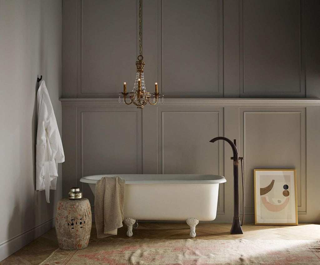Moen Voss Oil-Rubbed Bronze One-Handle Freestanding Floor Mount Tub Filler with Handshower, 695ORB
