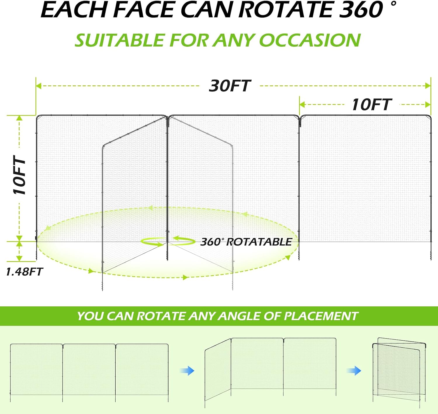 Ball Stop System - Soccer Backstop Net, Heavy Duty, High Impact, Practice Barrier
