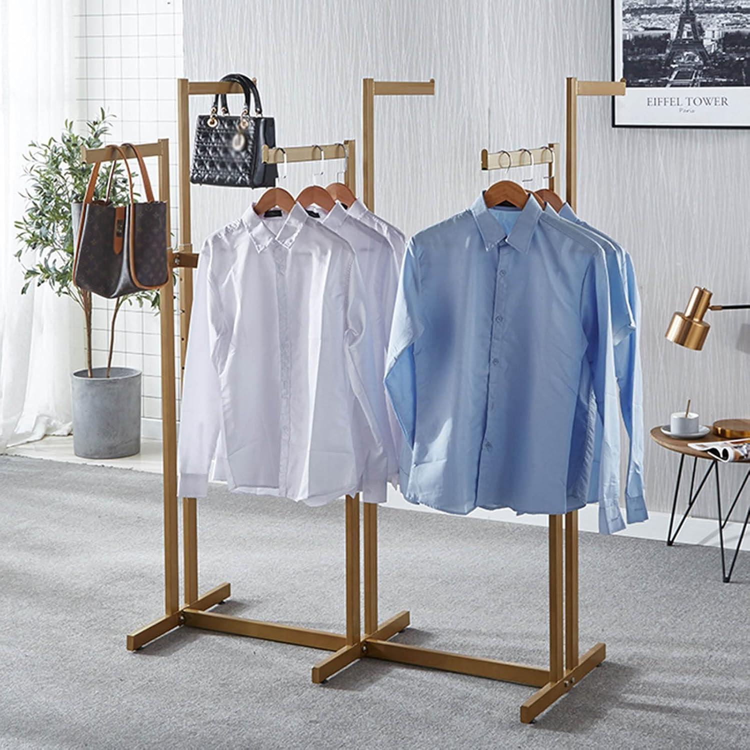 Floor-standing Heavy Duty Metal Garment Racks, Retail Boutique Store Clothes Display Rack Nakajima Rack ， Commercial Entryway Organizer Coat Rack，adjustable Height 6 Way Rack Clothes Hanging Rod