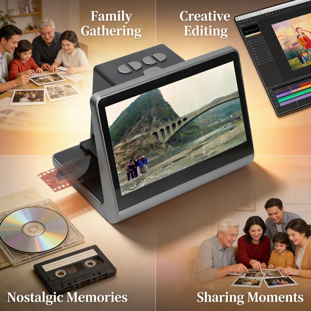 126 Film Digital Scanner 48MP with 7 - Inch HD Screen and 16G Storage - Fast 1 - Second Scan, Multi - Format 135 110 Super 8mm Film Digitizer for Restoring Old Photos and Slides