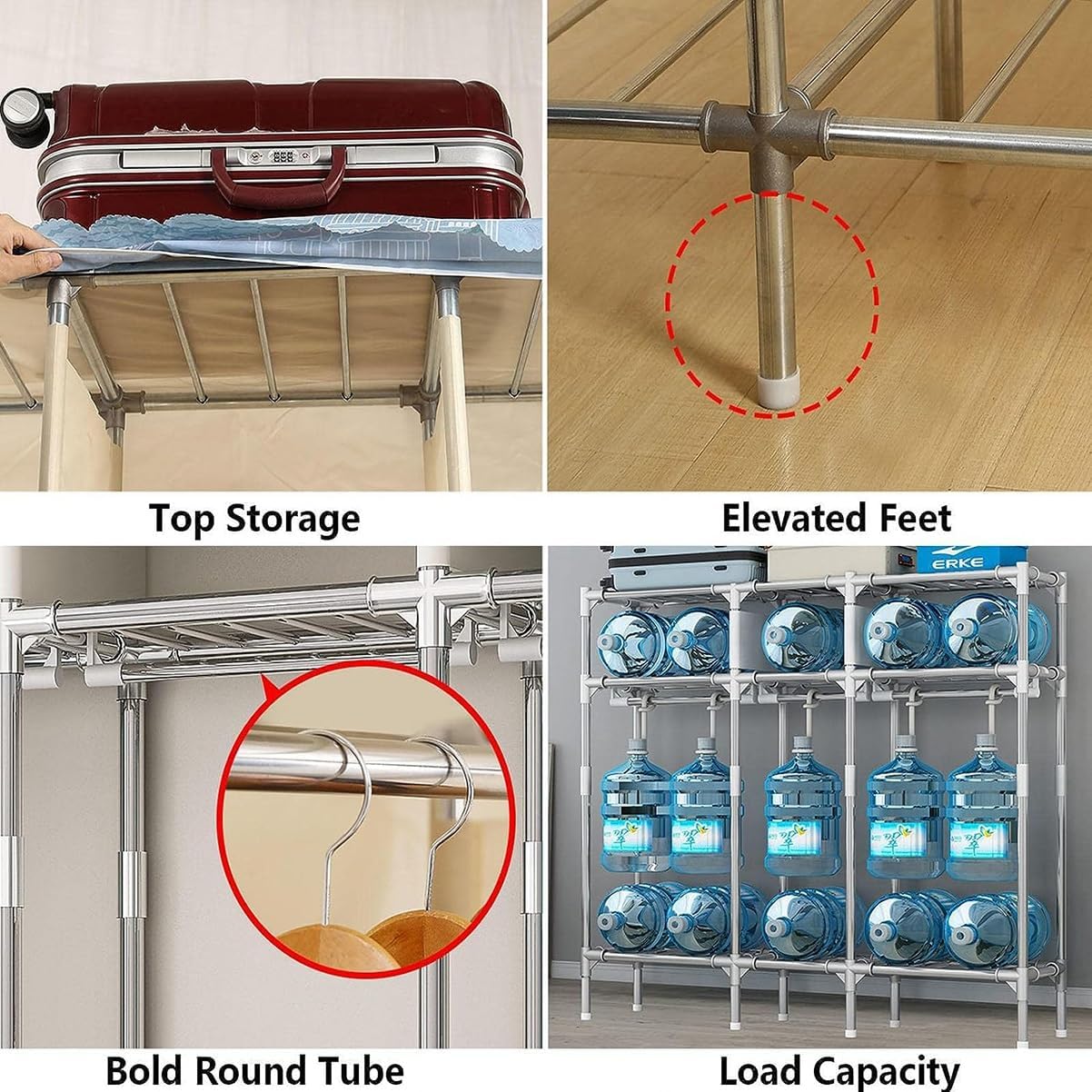 Portable Closet Wardrobe with 2 Hanging Rods Non-Woven Fabric Freestanding Garment Rack for Bedroom (Color : C, Size : 85x45x170cm)