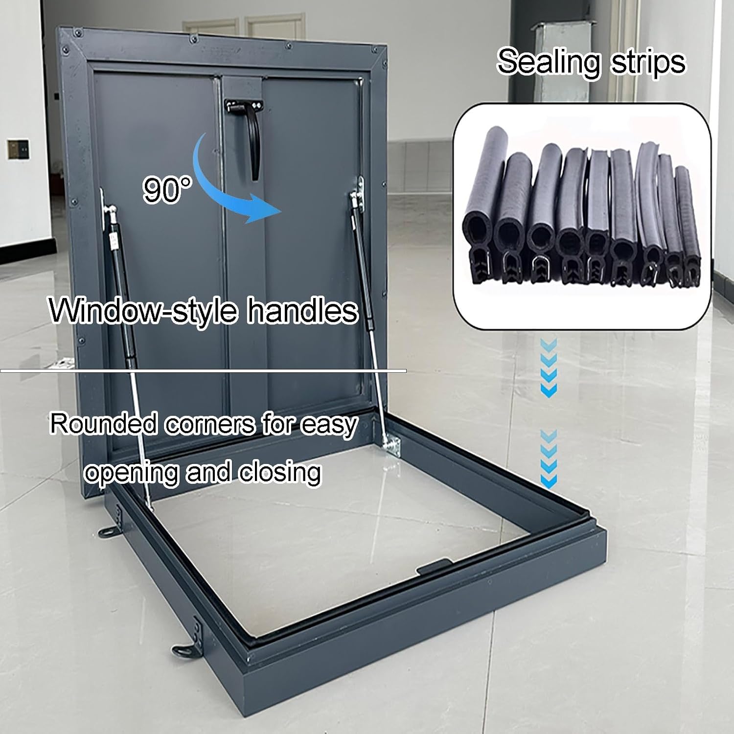 Aluminum Alloy Attic Access Door, Roof Access Hatch, Rainproof Rooftop Maintenance Hatch, with Gas Shock Strut, Easy Installation, for Attics, Patios, Basements(90cm/35.4in)