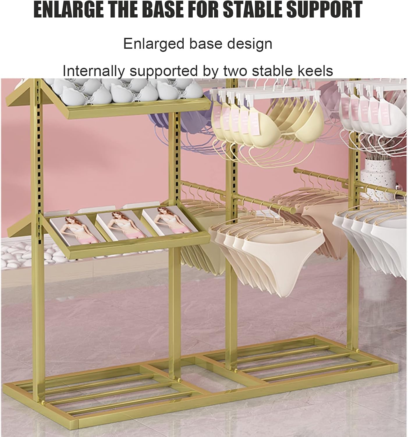 Clothes Retail Shelves Garment Rack Commercial Socks Holder,Adjustable Underwear Rack Bra Display Fixture Handbag Hanging Rods,Boutique Store Hanger Hat Organizer Shel