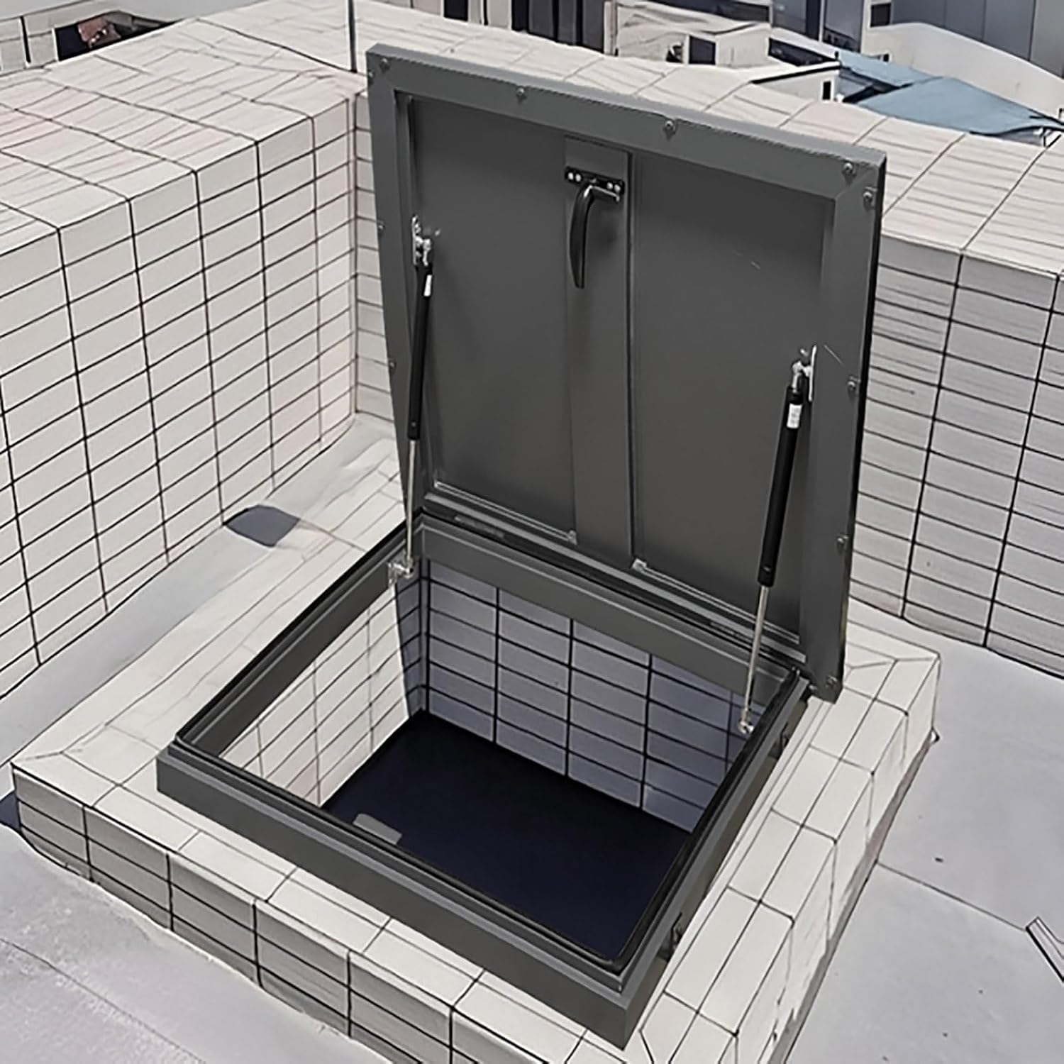 Aluminum Alloy Attic Access Door, Roof Access Hatch, Rainproof Rooftop Maintenance Hatch, with Gas Shock Strut, Easy Installation, for Attics, Patios, Basements(70cm/27.5in)