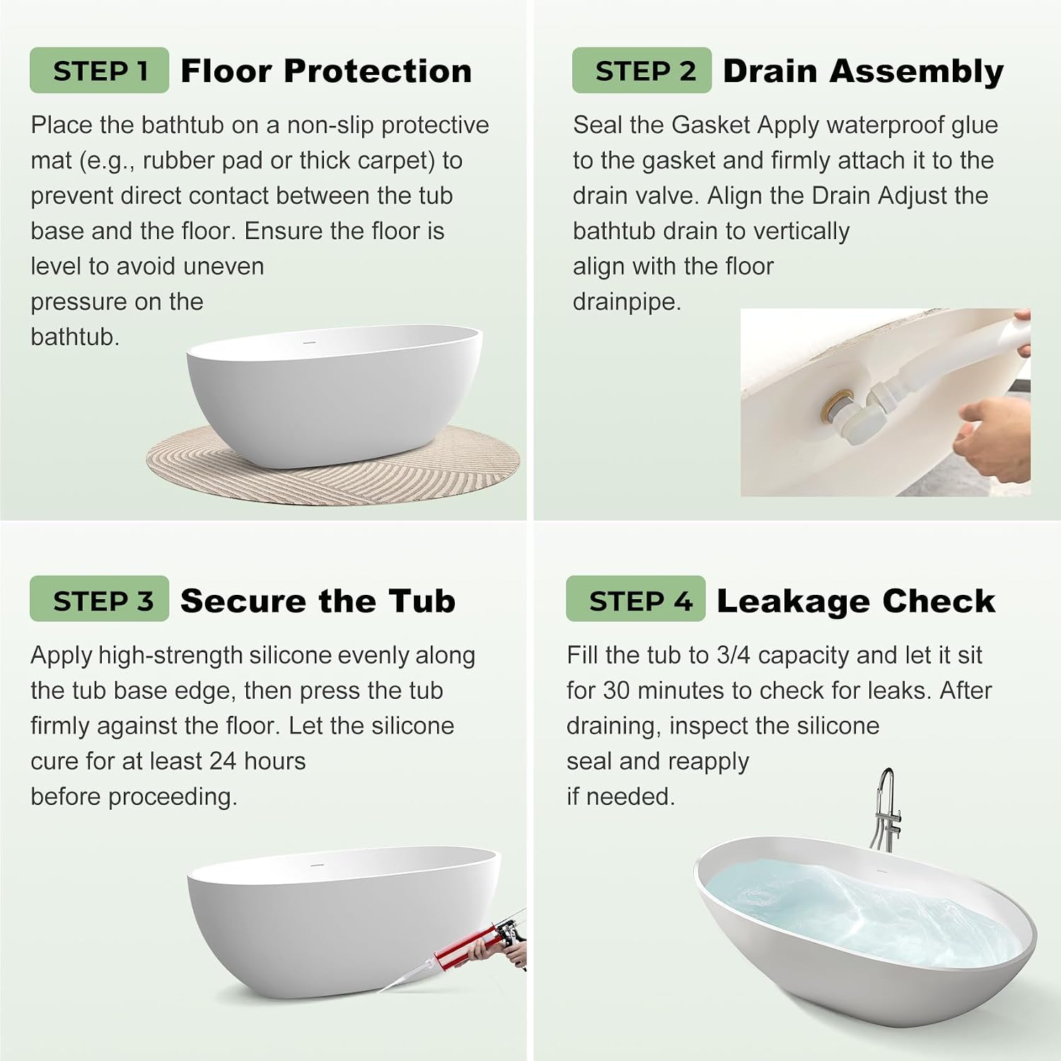 71' Premium Solid Surface Freestanding Bathtubs, Upgraded Transparent Dark Grey Oval Resin Soaking Tub with Pop-up Drain