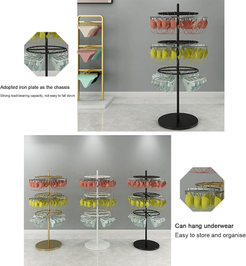 Clothing Store Underwear Rack, Retail Store Panty Shorts Bra Display Stand, 3/4 tiers Floor-standing Garment Hanger Organizer for Shopping Mall(Black 4 Tiers)