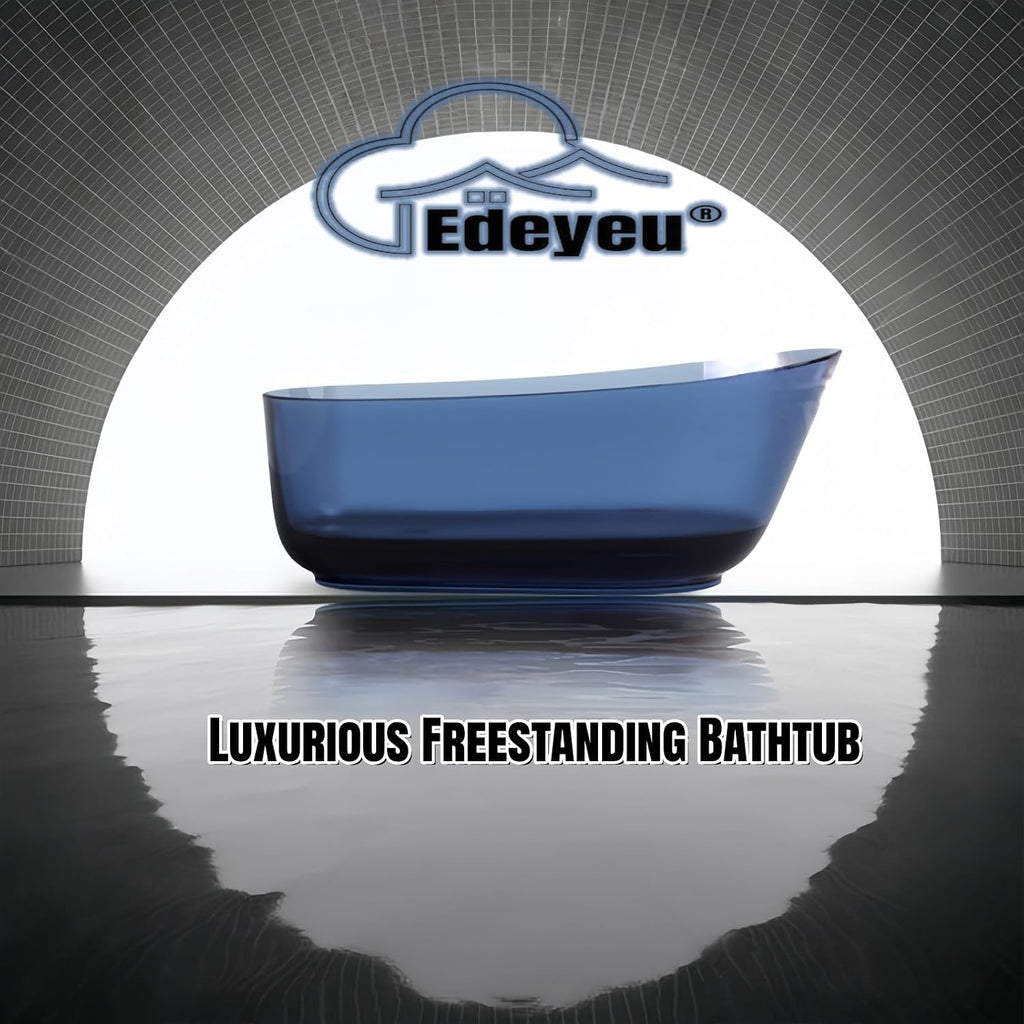Freestanding Bathtub – Solid Surface Bathtub With Handcrafted Design, Extra Deep Soaking Tub, Free Standing Bathtub For Modern Bathroom Luxury Spa Use (68',Blue A)