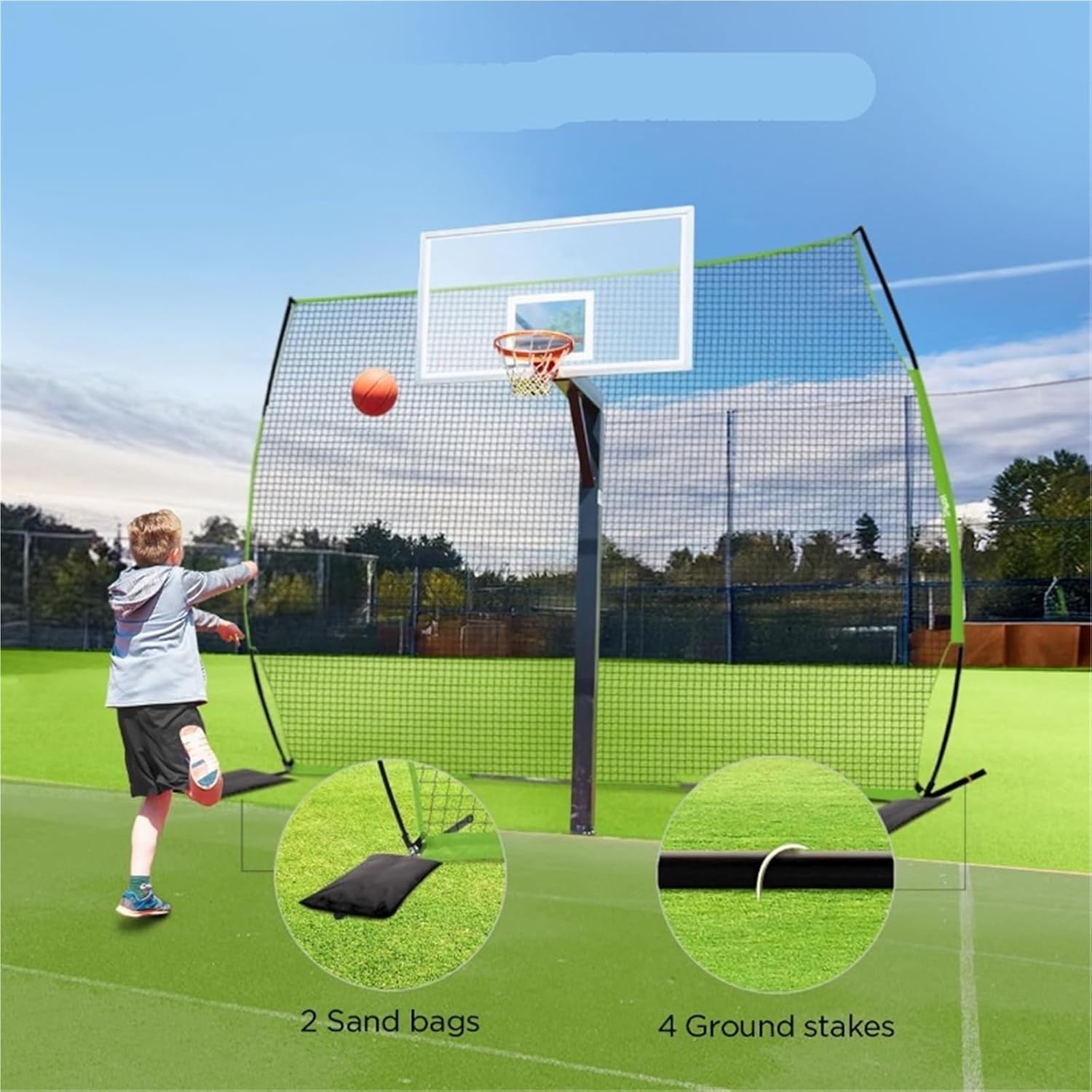 Basketball Net Catcher Basketball Backstop Net Basketball Barrier Nets for Backyard 12 x 10 ft Rebounder to Guard Rebound for Baseball, Softball, Lacrosse, Soccer, Basketba