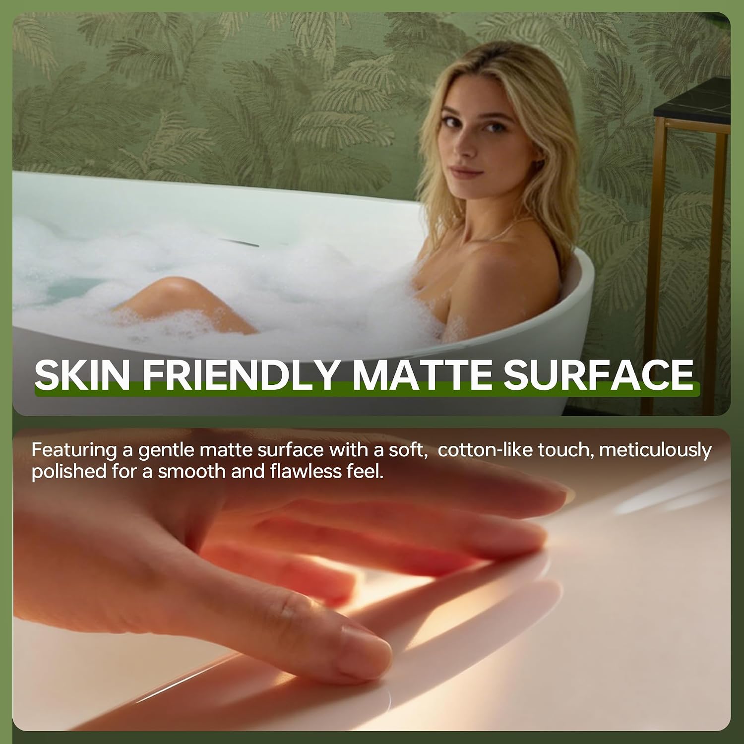 WOODBRIDGE 63' L x 35-3/8' W Luxury Contemporary Solid Surface Stone Resin Freestanding Bathtub in Matte White