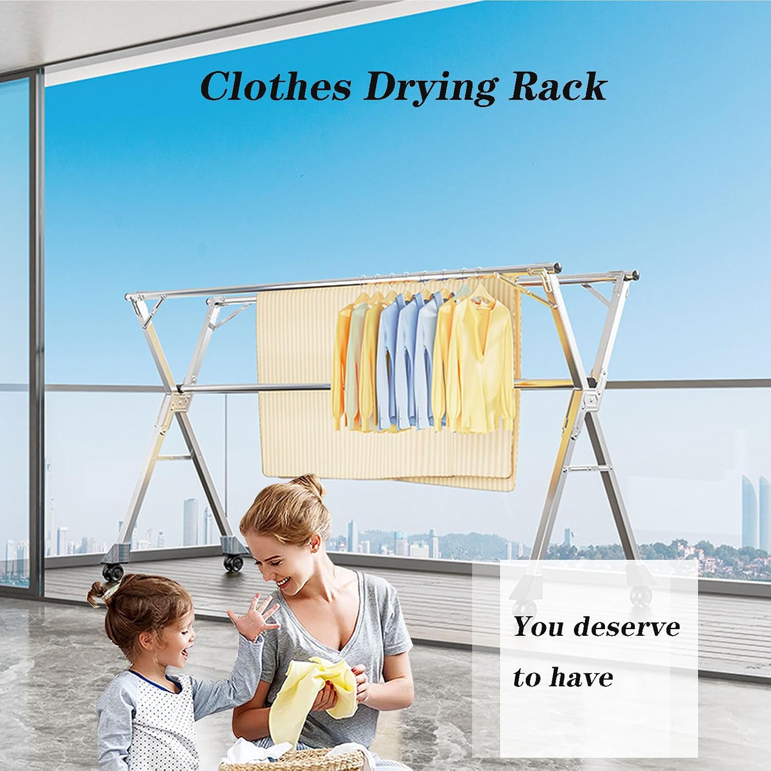 Clothes Drying Racks for Laundry Outdoor, Garment Racks for Hanging Clothes with Shelves, Laundry Stand Organizer Free-Standing Laundry Stand (150cm/60 in)