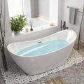 59' Acrylic Freestanding Bathtub White, Oval Shape Soaking Tub with Pop-up Chrome Drain, Free Standing Bathtubs CUPC Certified