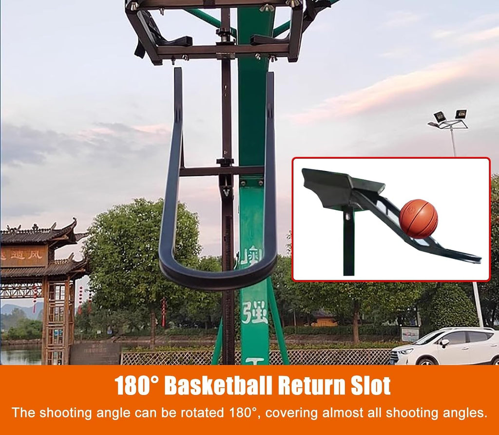 Black Basketball Return Automatic Attachment for Hoop, Floor Standing Rolling Basketball Net Catcher Ball Return Machine, Indoor Outdoor Hoop Returner
