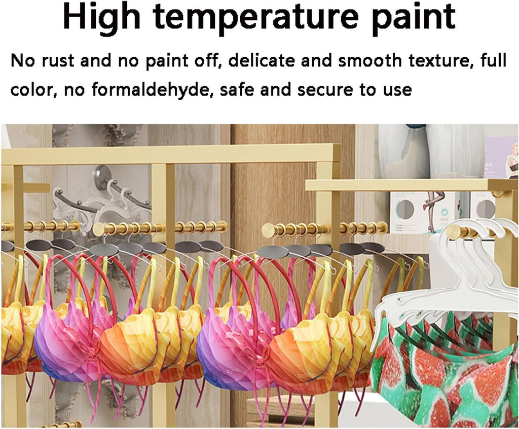 Double-Sided Underwear Display Stands, Wrought Iron Floor-Standing Display Stand, Garment Racks with Top Storage Shelf and Hanging Bar, Panties and Shorts Nakajima Display Shelf
