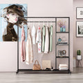 Black Clothing Racks with Shelf, Boutiques Retail Clothing Rack, Heavy Duty Industrial Clothes Racks, Multiple Uses Display for Home and Retail(Black)