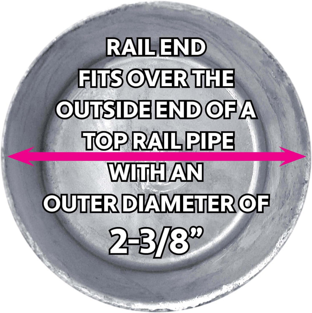 2-3/8' - CASE - Top Rail End for Chain Link Fence - Use for 2-3/8' Outside Diameter Top Rail Pipe - Galvanized Pressed Steel Chain Link Rail End - Qty 50