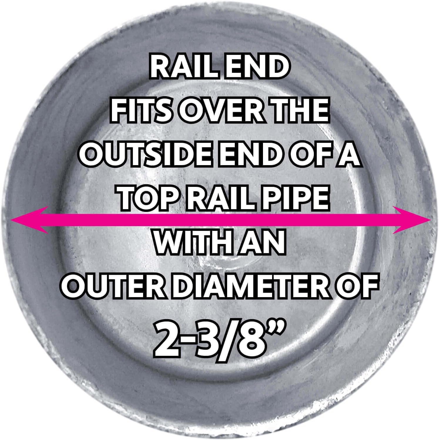 2-3/8' - CASE - Top Rail End for Chain Link Fence - Use for 2-3/8' Outside Diameter Top Rail Pipe - Galvanized Pressed Steel Chain Link Rail End - Qty 50