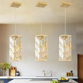CATINER Gold Crystal Pendant Light 3 Pack, Mini Hanging Pendant Lighting Fixture with Adjustable Cord, Modern Gold Kitchen Island Pendant Lights for Dining Room, Bedroom, Hallway, E26 Base
