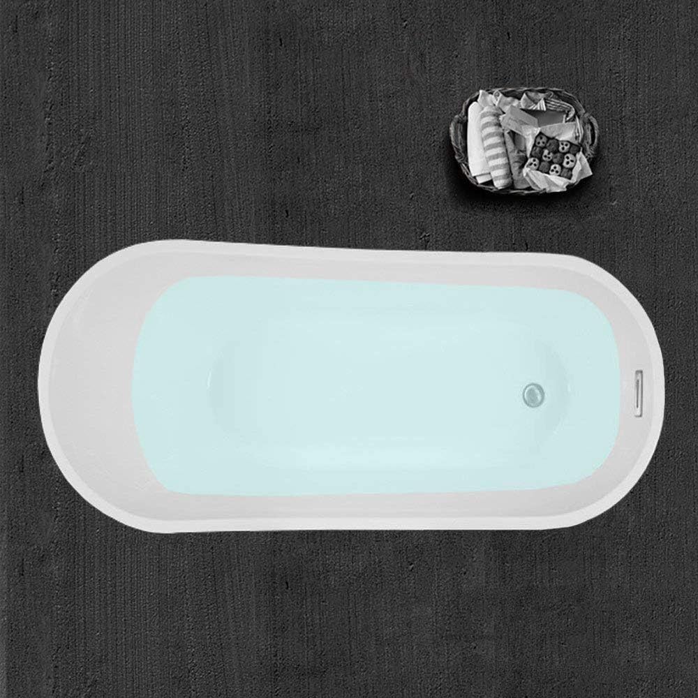 WOODBRIDGE 67' Acrylic Freestanding Bathtub Contemporary Soaking White Tub with Brushed Nickel Overflow and Drain，B-0001-BN