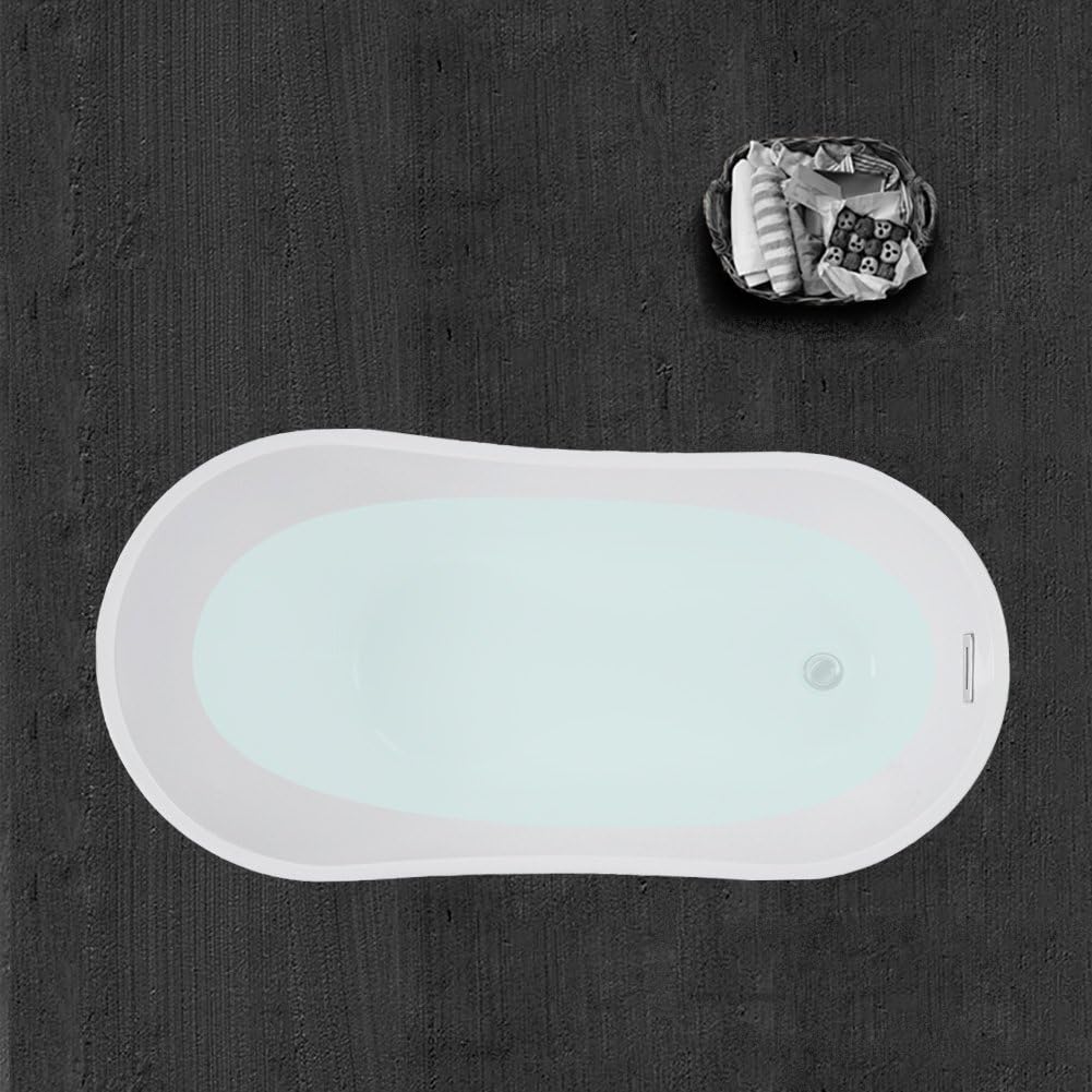 WOODBRIDGE B-0006 54' Modern Acrylic Freestanding Bathtub, with Brushed Nickel Drain and Overflow, B0006/Bat-1507, 54' Bathtub I