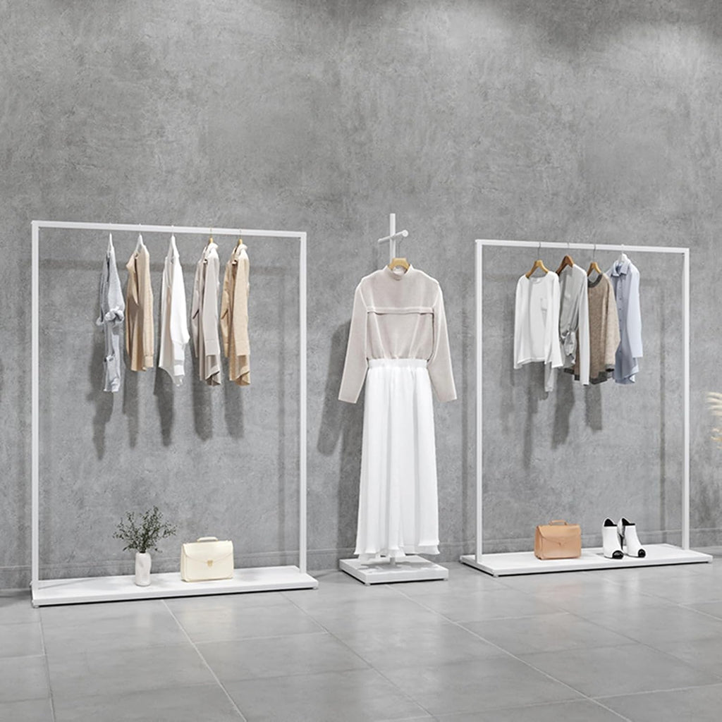 Clothes Organizer,Freestanding Garment Rack with 1 Tier Storage Shelves,Easy Assembly for Hanging(150x40x170cm)