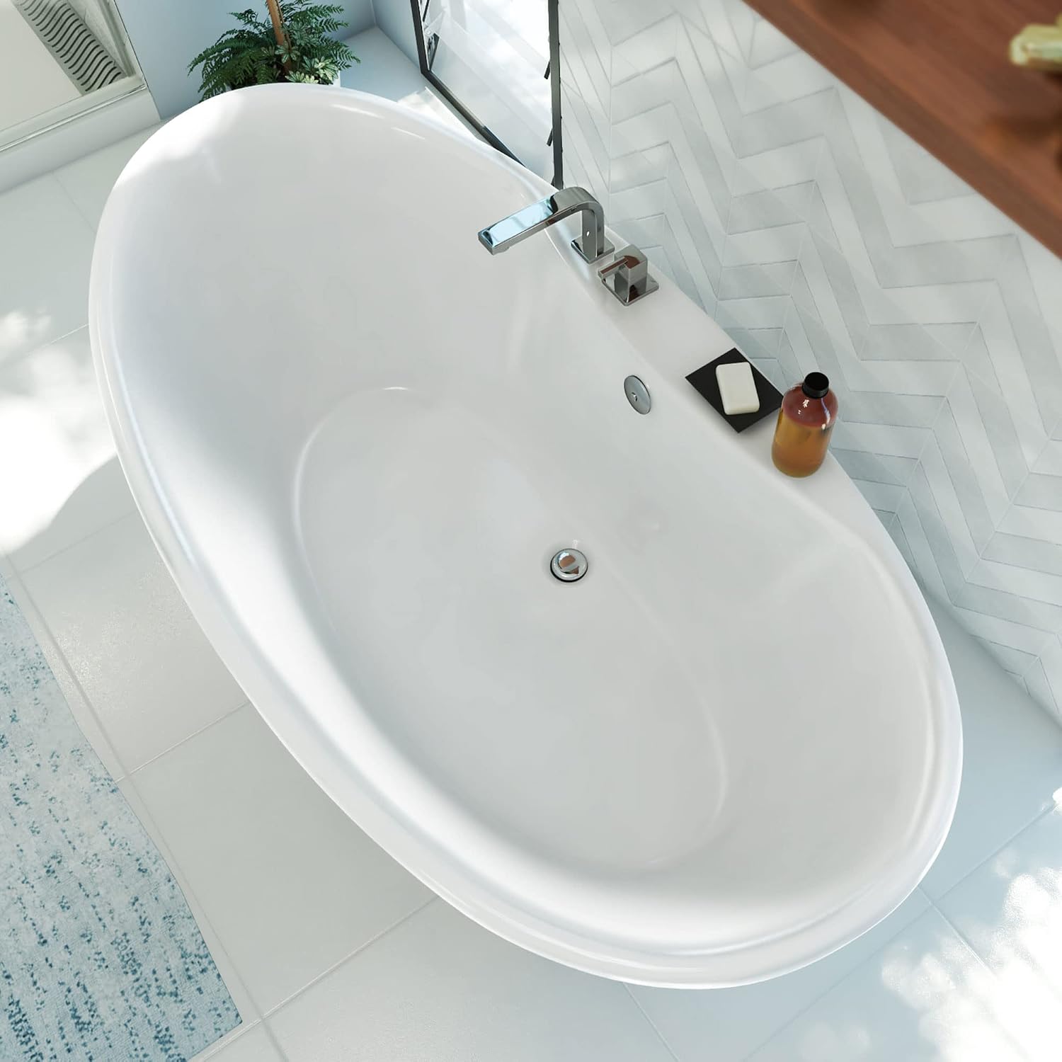 DreamLine Montego 66 inch L x 27 inch H White Acrylic Freestanding Bathtub