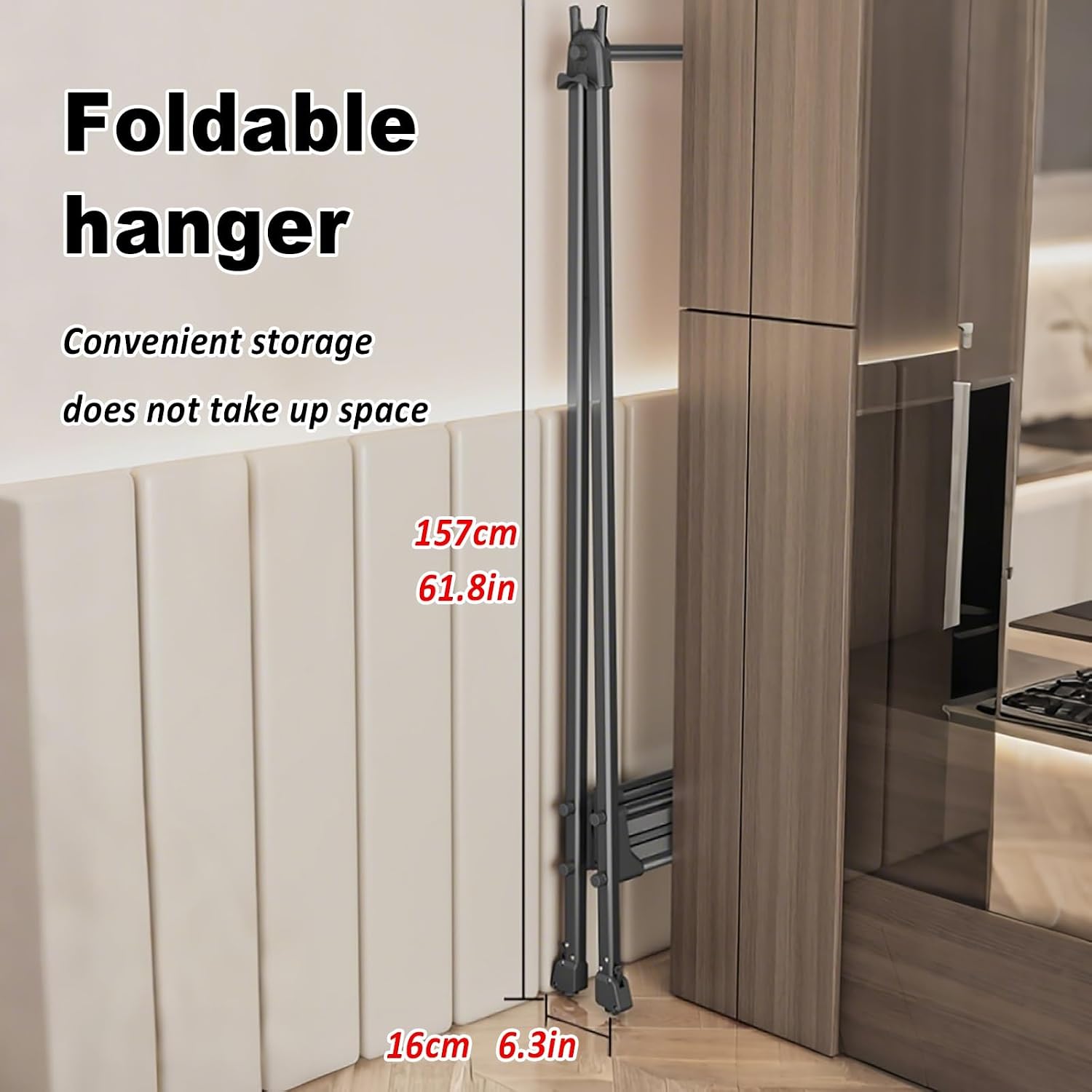 Foldable Garment Rack, Heavy Duty Clothes Rack With Wheels, Metal Collapsible Rolling Portable Wardrobe Racks, Adjustable Width (21.7-47.2'')(120cm/47.2in)