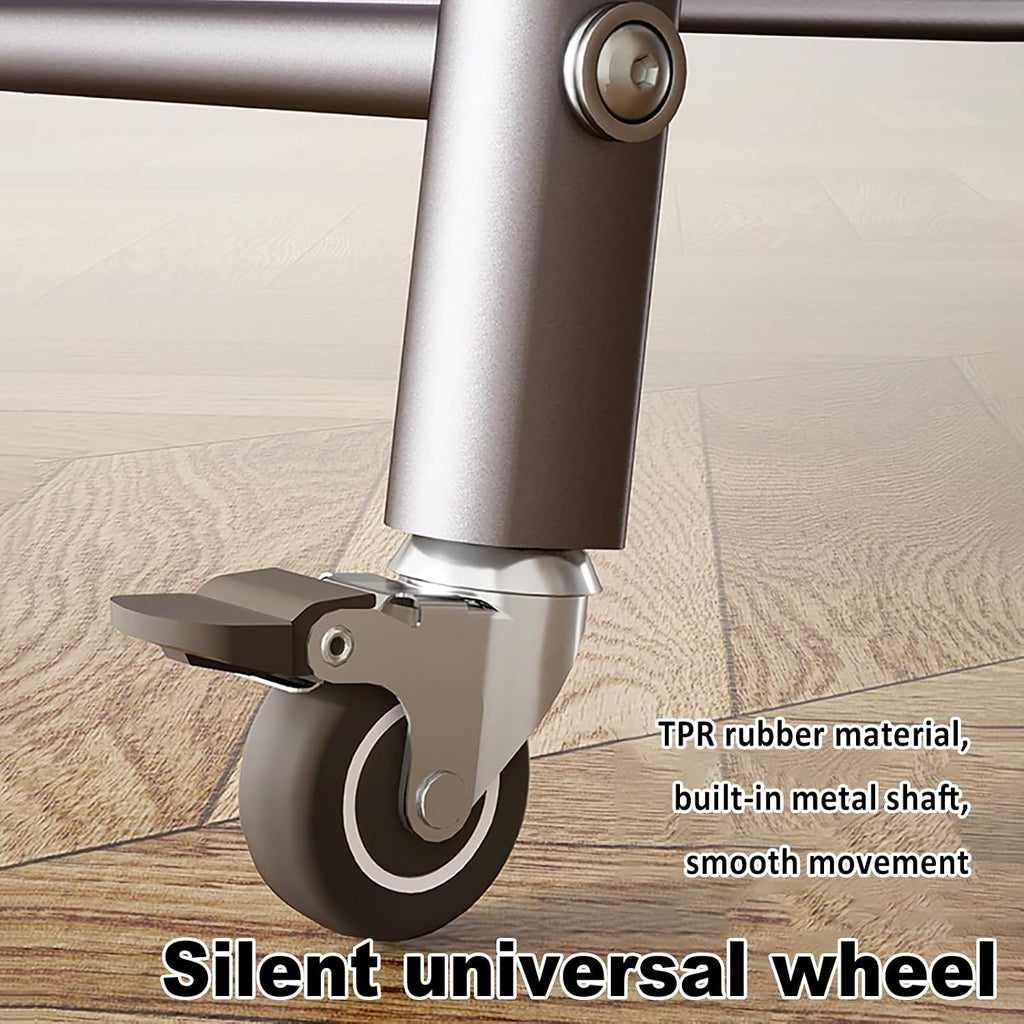 Foldable Garment Rack With Wheels, Portable Clothes Racks For Hanging Clothes, Collapsible Rolling Clothing Rack For Bedroom Living Room Storage(Gray,80cm/31.5in)