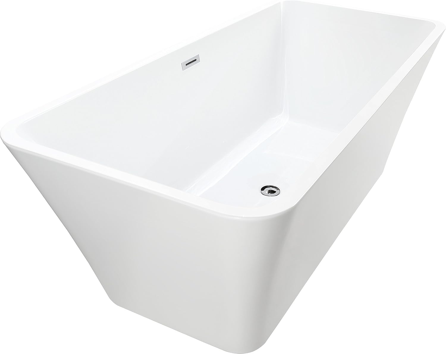 Vanity Art 67 X 29 Inch White Acrylic Freestanding Bathtub | Contemporary Design Soaking Tub with Pop-up Drain and Slotted Overflow Included, UPC Certified VA6820