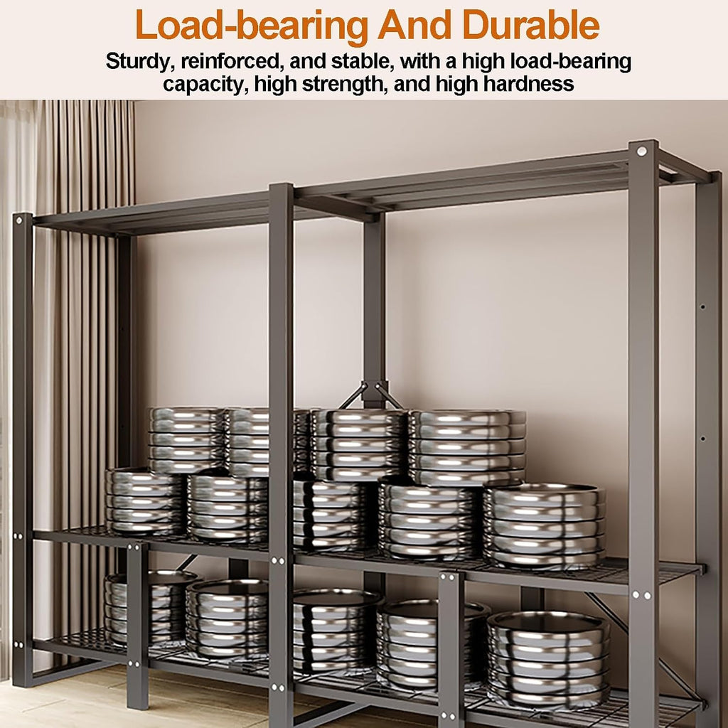 Foldable Portable Wardrobe Closet with Cover, Metal Garment Rack with Hanging Rods, Clothing Rack Storage Organizer, Enclosed Curtain, for Bedroom, Dorm(Grey,190cm/74.8inch)