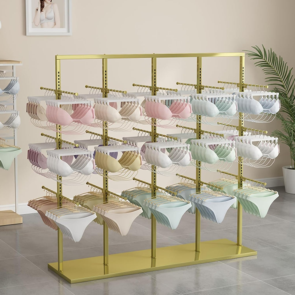Boutique Underwear Metal Display Stand, Retail Store Garment Rack Clothing Hanger, Floor-Standing Bra Slippers Socks Accessories Storage Shelf, Commercial Organizer (C