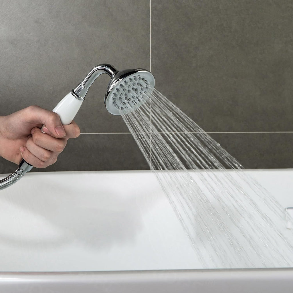 WOODBRIDGE F0002CHVT Fusion Single Handle Floor Mount Freestanding Tub Filler Faucet with Telephone Hand shower in Polished Chrome Finish