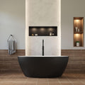Dowell 59' x 30' Modern Acrylic Freestanding Bathtub | Elegant Oval Soaking Tub with Integrated Overflow for Bathroom, Matte Black-080 5930 02