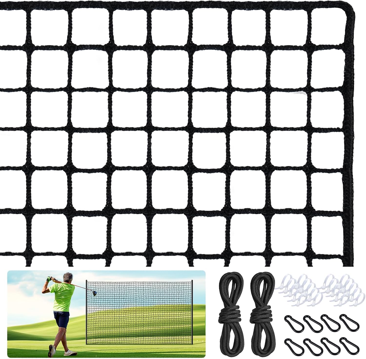 Golf Nets Practice，Sports Nets for Backyard Driving Real Golf Balls10ft to 60ft, Ball Stop Netting for Garage Swing Training, Indoor Outdoor Nylon Heavy Duty Soccer, Basketball, Pickleball Accessories