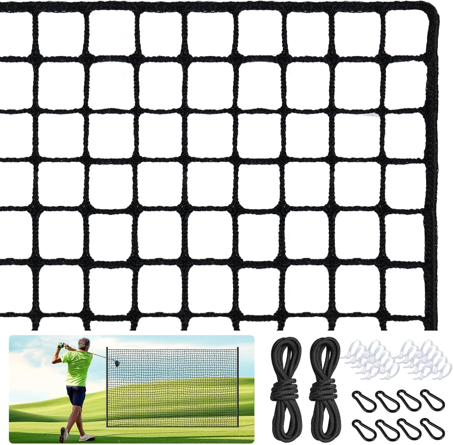 Golf Nets Practice，Sports Nets for Backyard Driving Real Golf Balls10ft to 60ft, Ball Stop Netting for Garage Swing Training, Indoor Outdoor Nylon Heavy Duty Soccer, Basketball, Pickleball Accessories