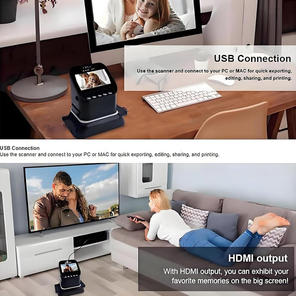 All-in-One Film to Digital Converter 22MP Film Scanner, 4.3' LCD Slide Negative Scanner with Image Preview Editing for 35mm/120 Medium Format Films