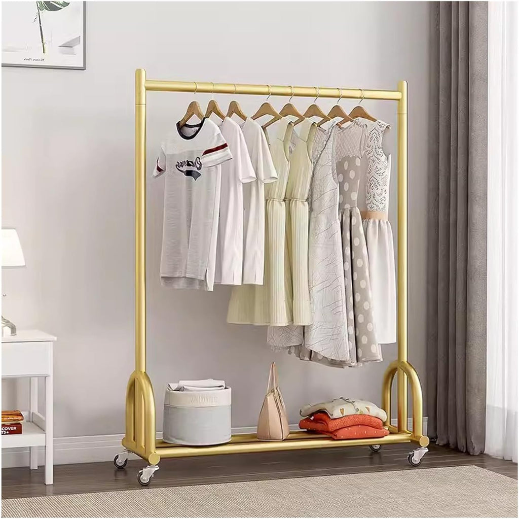 Freestanding Double Rod Clothing Hanger Stand With Storage Display Shelf For Hanging Clothe,Clothes Rail Garment Rack Heavy Duty Clothes Garment Rack