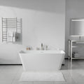 Vault Series 59 in. x 30 in. Flat Bottom Acrylic Freestanding Soaking Bathtub with Center Drain, Brushed Nickel Faucet