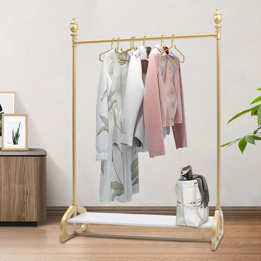 TFCFL 1.7M×1.2M Gold Decorative Wedding Dress Rack Stand Square Freestanding Garment Rack Bedroom Clothing Store Metal Modern Clothes Display Rack Iron Frame for Outdoor Indoor Decor